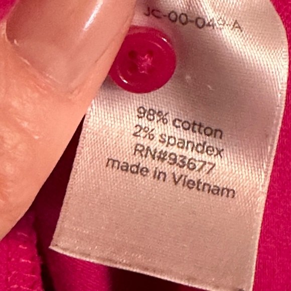 JCP Pink Short Sleeve Henley Contrast Collar Band size Large - Picture 3 of 7